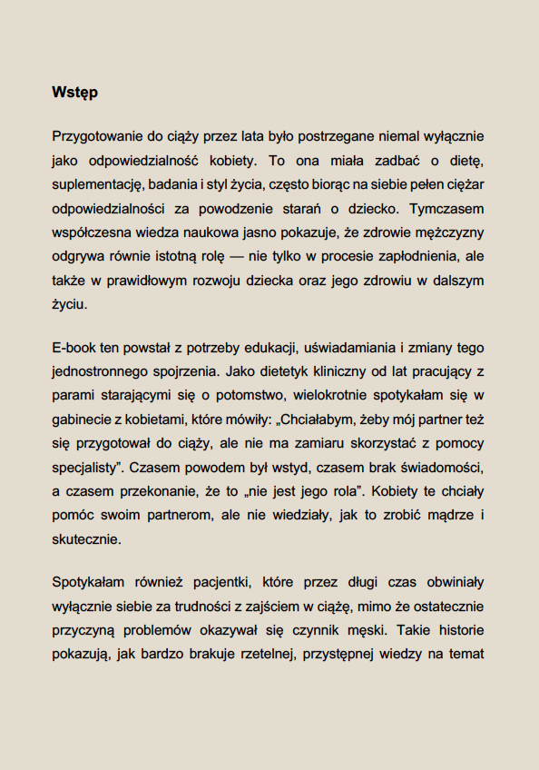 E-BOOK: MĘSKA PŁODNOŚĆ. PRZYGOTOWANIE DO WASZEJ CIĄŻY. JAK POPRAWIĆ JAKOŚĆ NASIENIA + DIETA WSPIERAJĄCA PŁODNOŚĆ